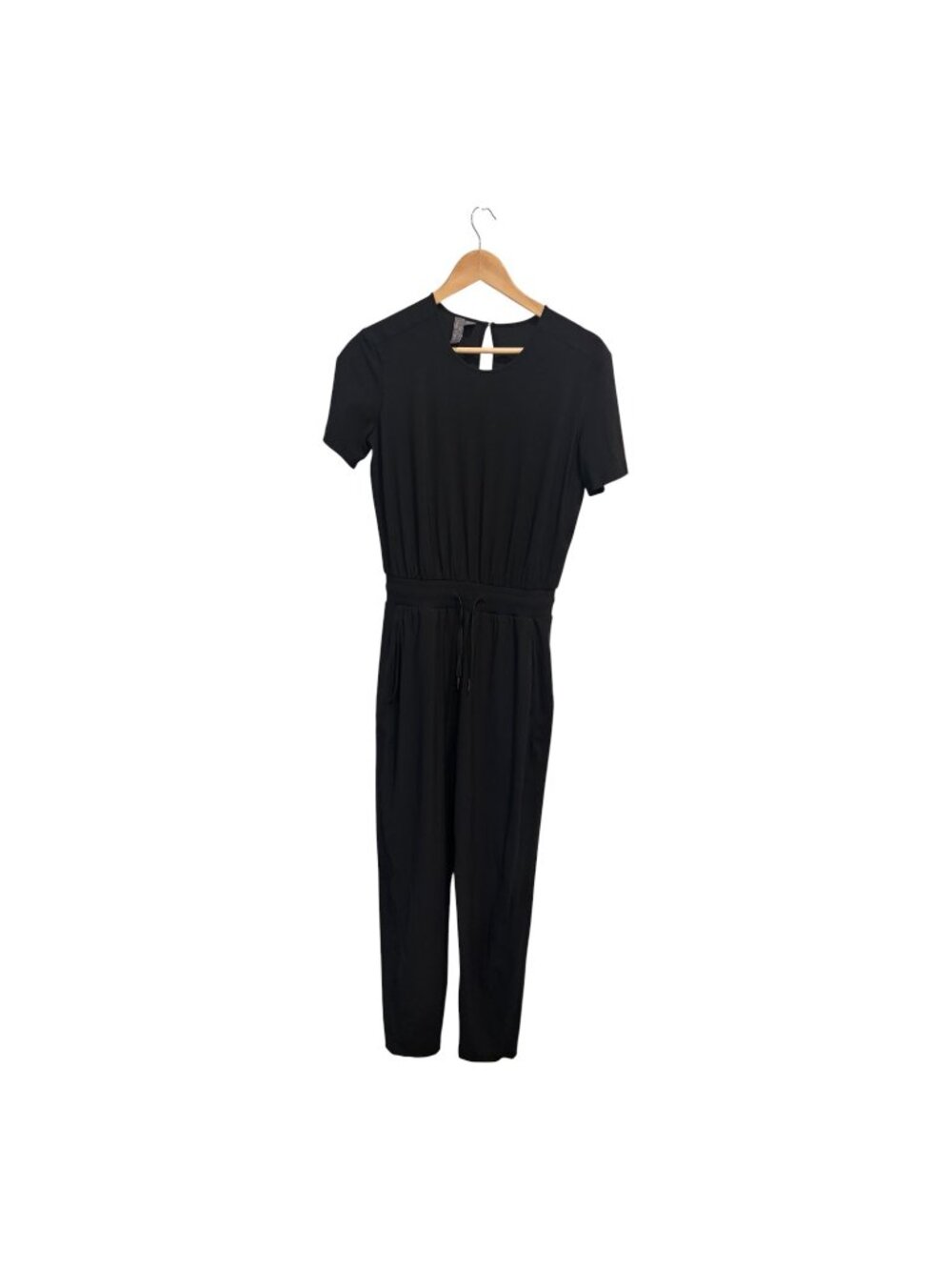 Quiet Luxury Sweaty Betty Black Drawstring Jumpsuit Large Athleisure Travel - Picture 2 of 7